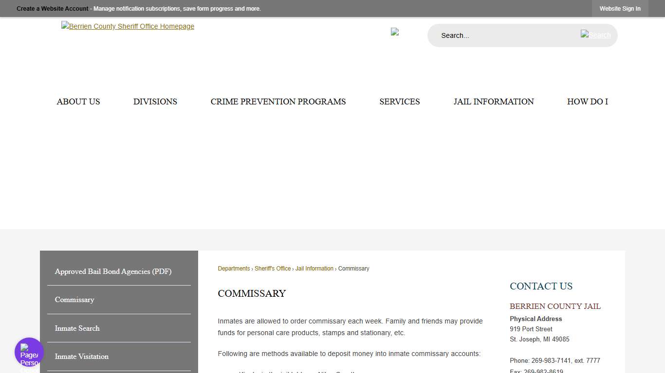 Commissary | Berrien County, MI